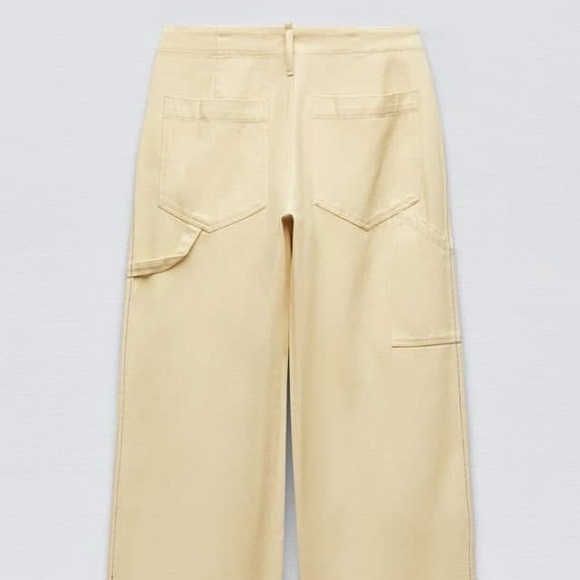Zara Butter Yellow Cream Wide-Leg Pants - Picture 3 of 14